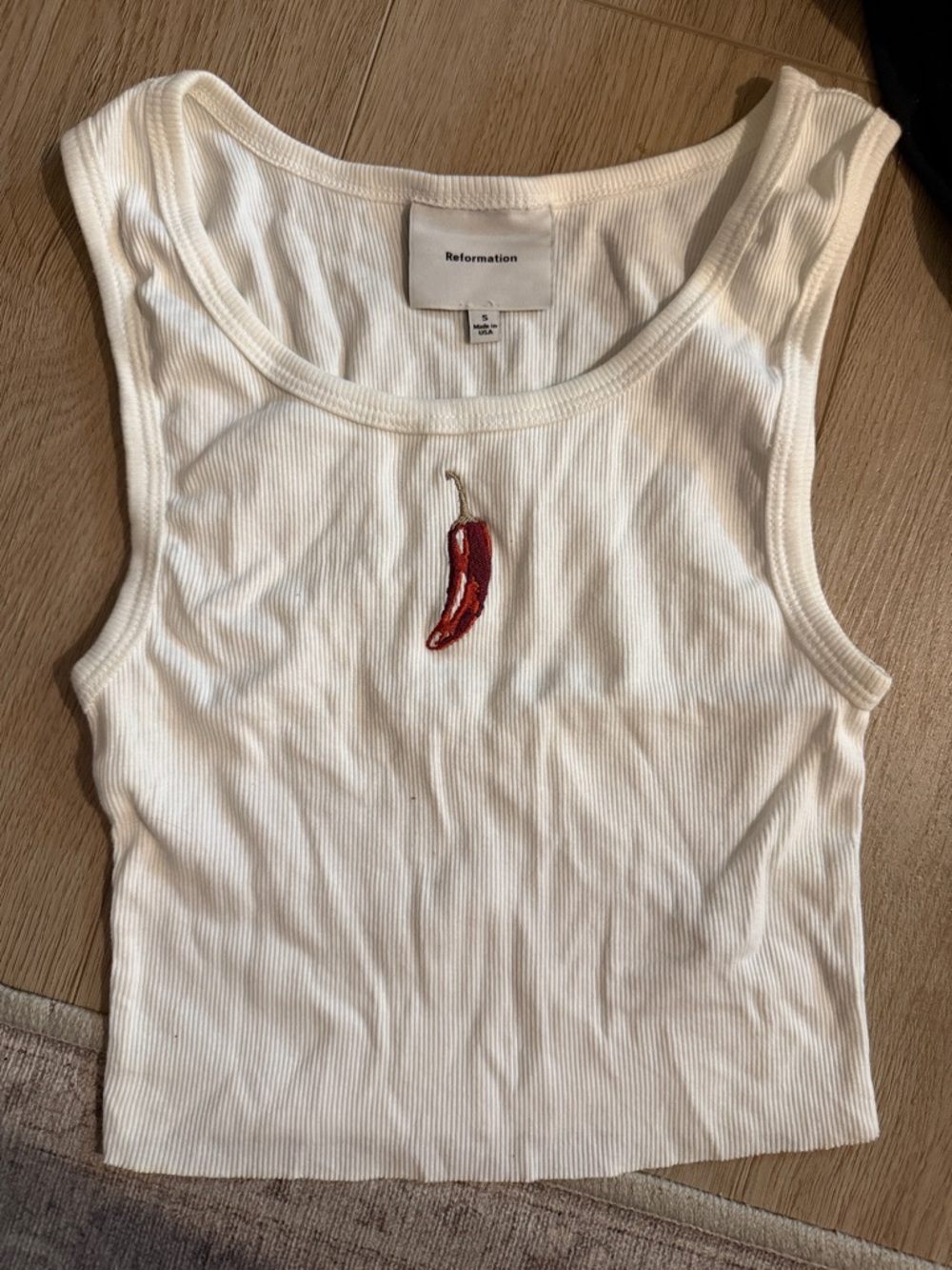 Reformation adel Ribbed Tank with Red Chili